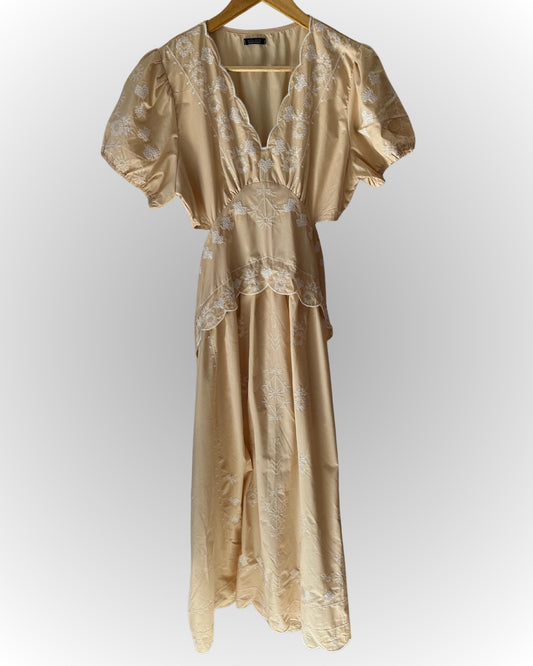 Boho Embroidered Cotton Maxi Dress