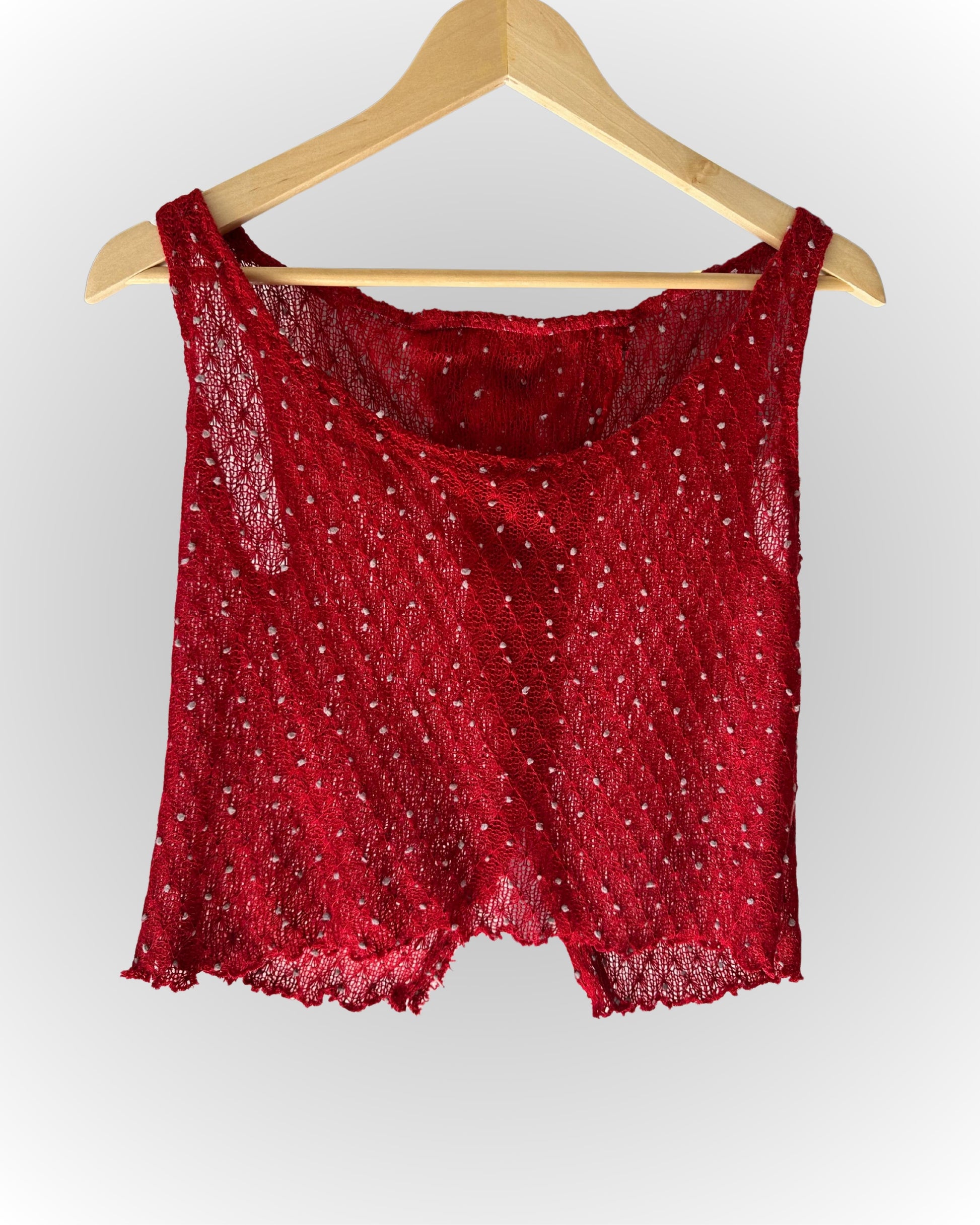 Reversible Red Knit Top - Front/Back Versatility