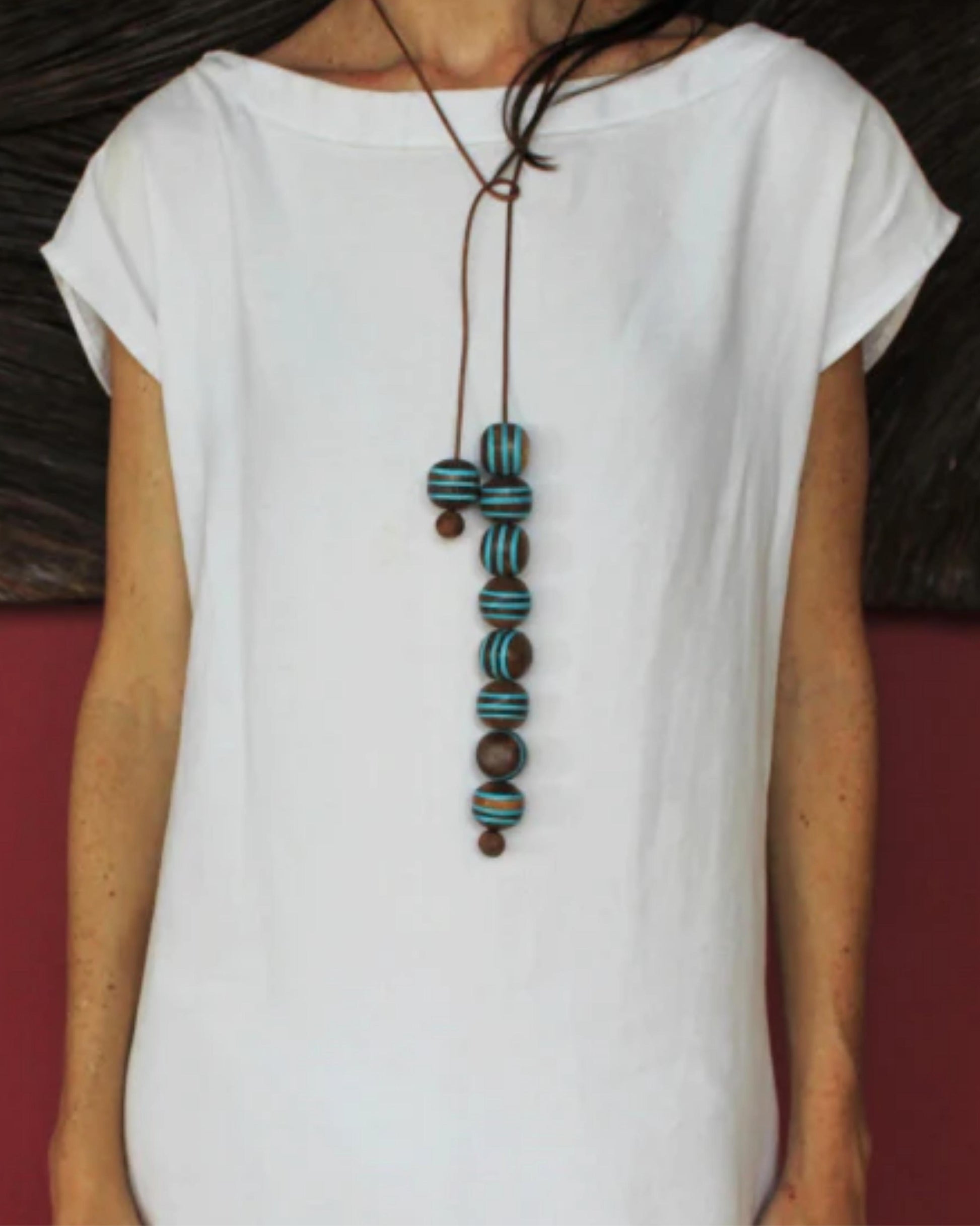 Turquoise Dream - Piaçava & Leather Necklace