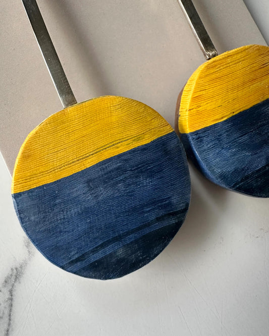 Eco-Friendly Geometric Earrings: Paper, Coconut & Silver