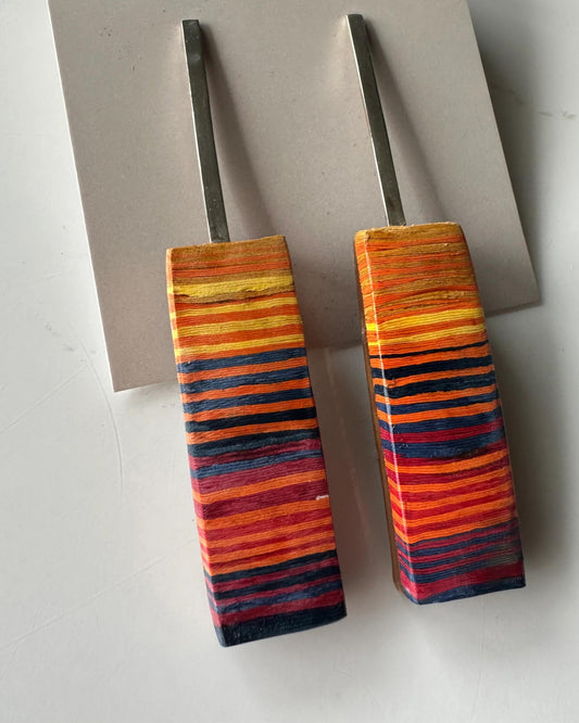 Geometric Statement Earrings: Coconut, Paper & Silver