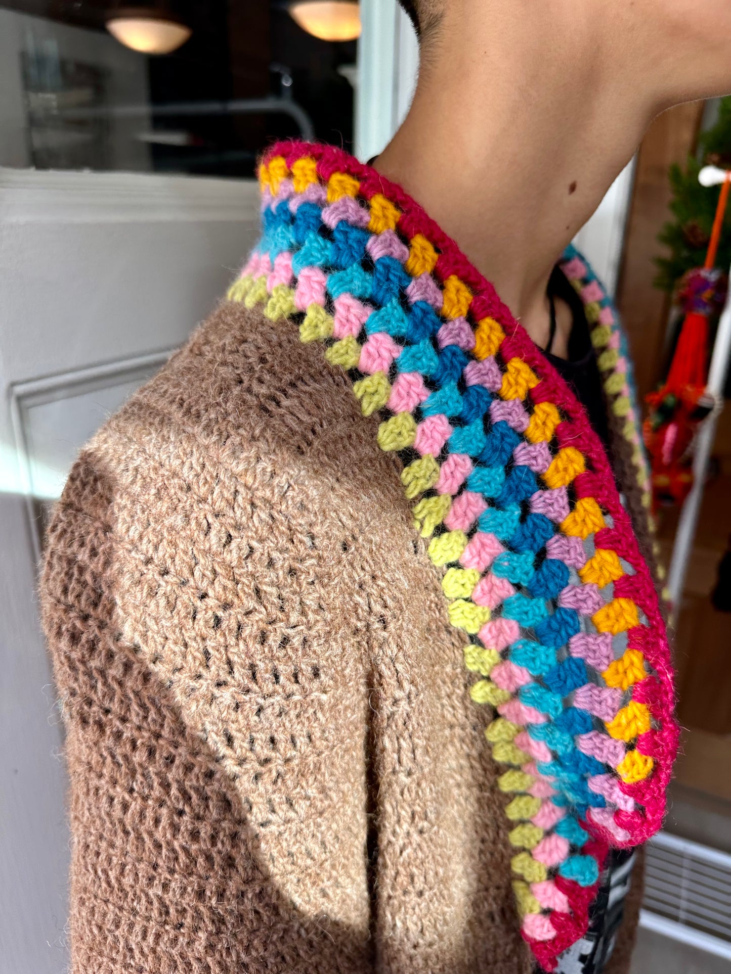 PURE ALPACA WOOL CROCHET CARDIGAN, Color Esperanza