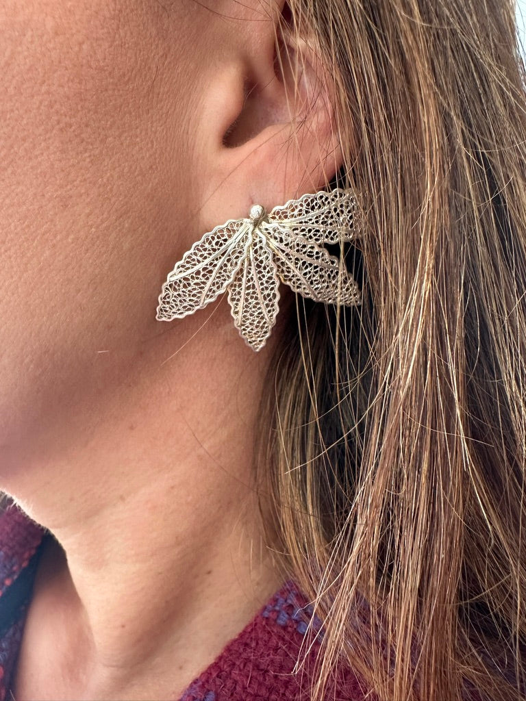 Fours Petals - 975 Silver - Filigree Earrings