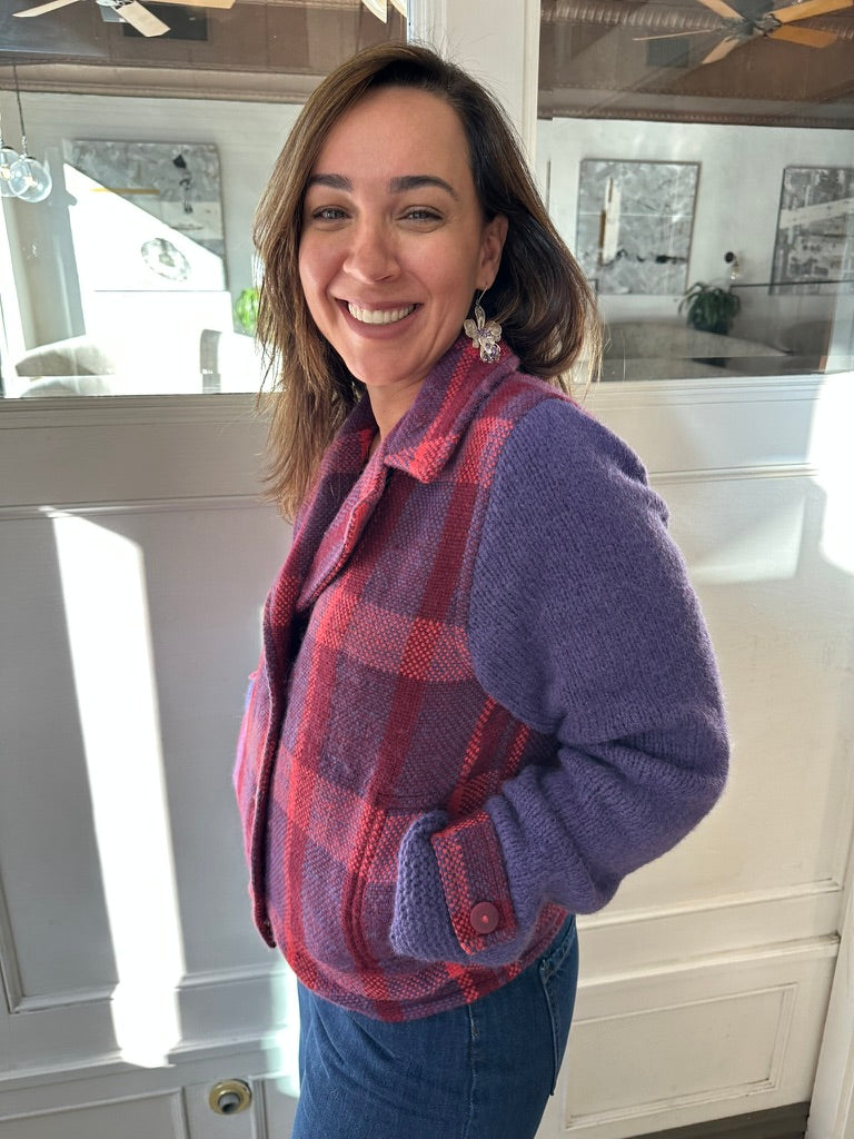 DELEITE - Baby Alpaca Jacket Made in a Loom with Knitted Sleeves