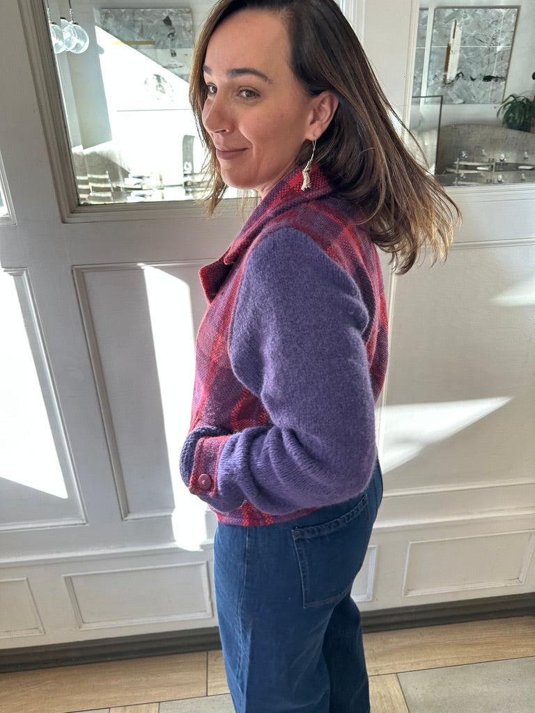 DELEITE - Baby Alpaca Jacket Made in a Loom with Knitted Sleeves