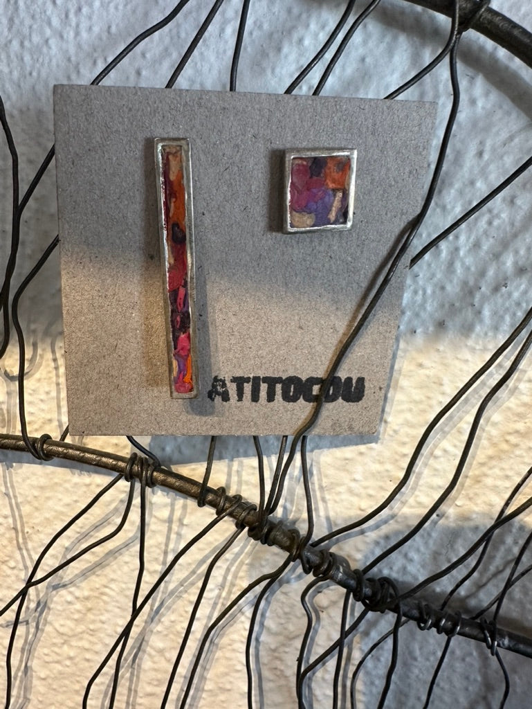 BRASILIAN SILVER & MACHE PAPER ONE OF A KIND EARRINGS