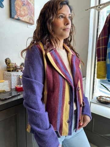 #7 Solapa - Rayas / PurpuraMix - Baby Alpaca Jacket