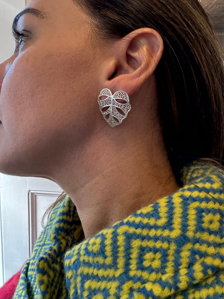 MINI HOJA - 975 Silver, Filigree Earring