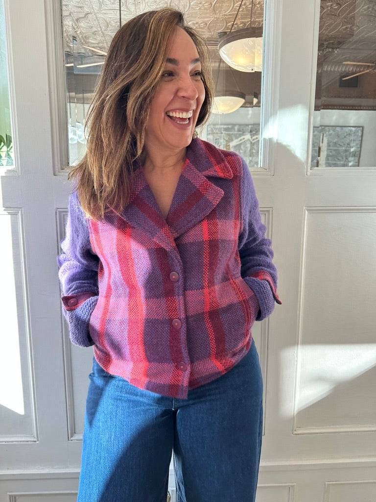 DELEITE - Baby Alpaca Jacket Made in a Loom with Knitted Sleeves