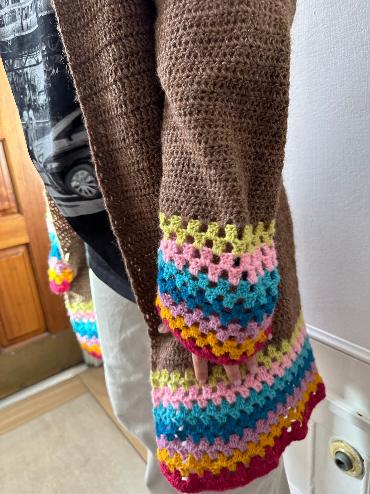 PURE ALPACA WOOL CROCHET CARDIGAN, Color Esperanza