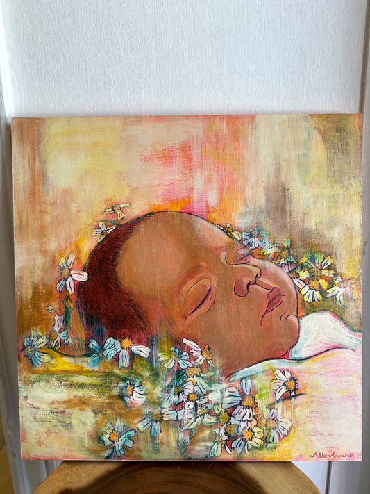 BAQUINÉ, Acrylic Paint on Panel, 16x16in