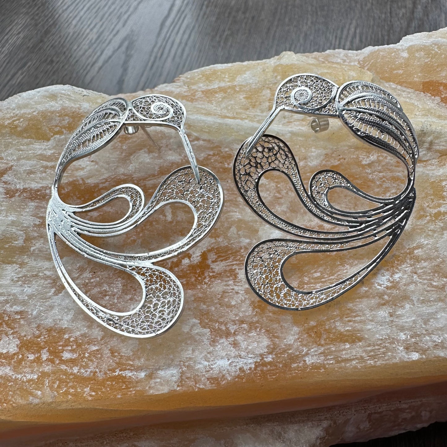 FILIGREE 975 SILVER EARRINGS, ColibrÍ Plateado