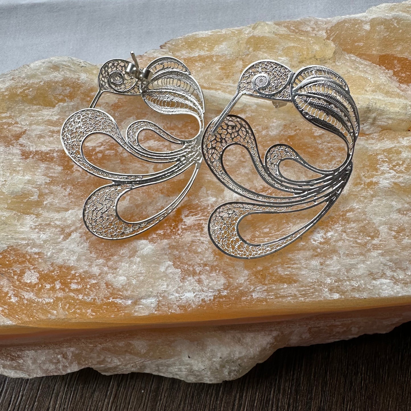 FILIGREE 975 SILVER EARRINGS, ColibrÍ Plateado