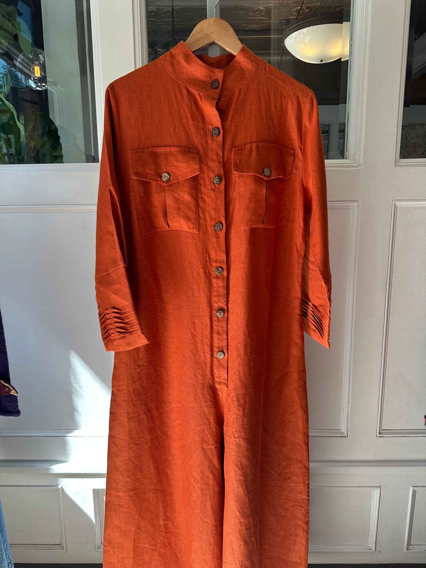 Rustic Linen Jumpsuit - Terracotta