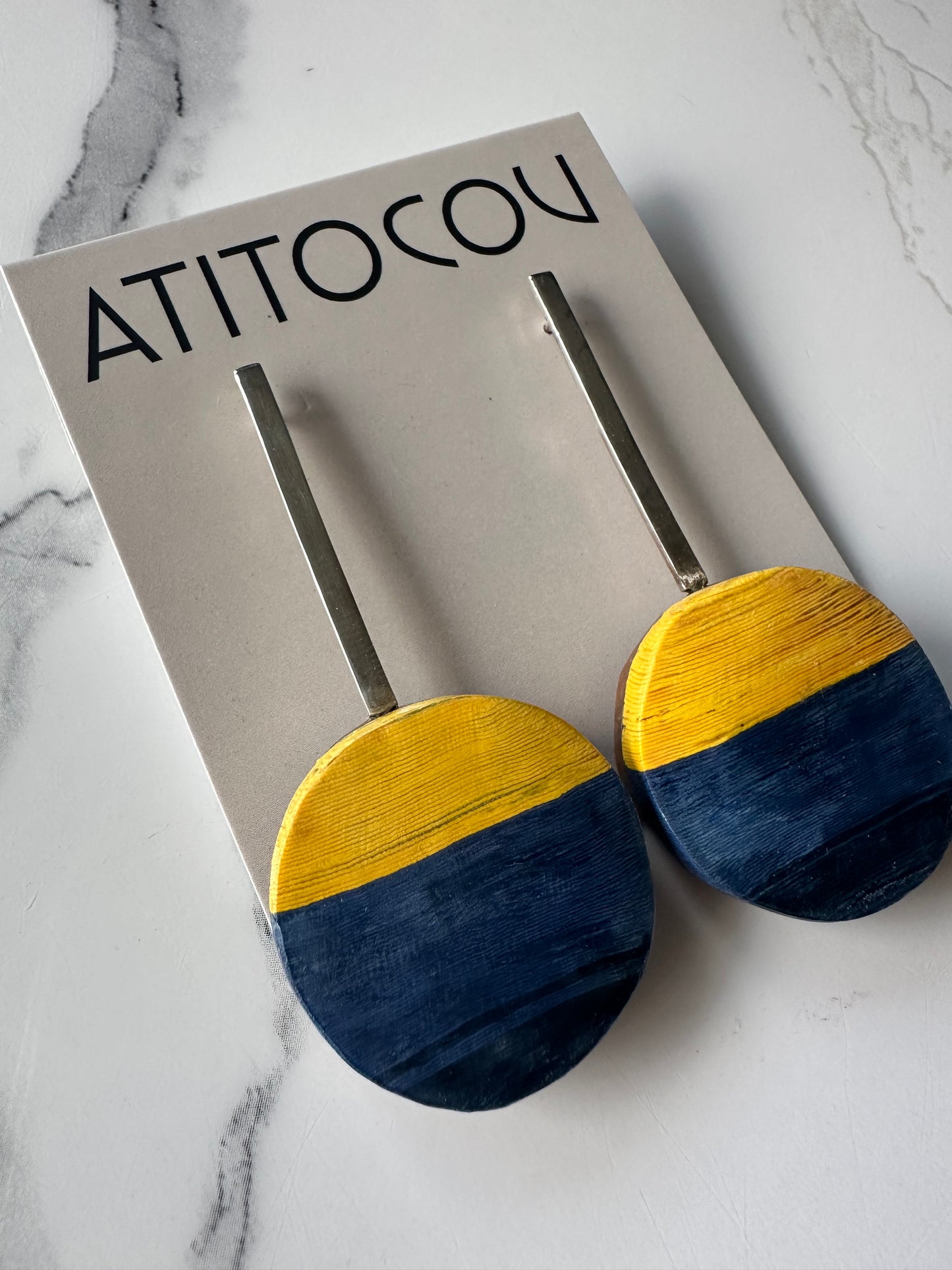 Eco-Friendly Geometric Earrings: Paper, Coconut & Silver