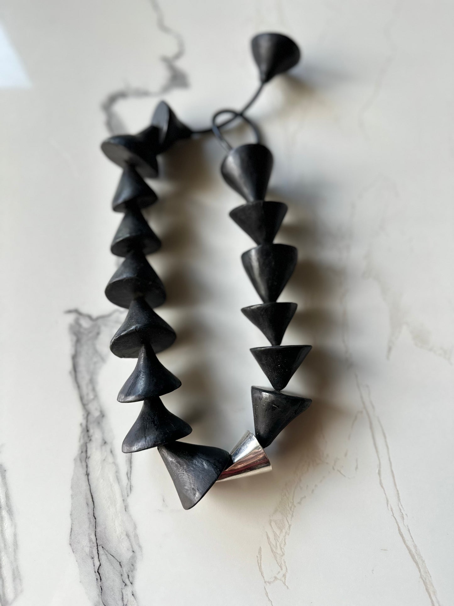 Minimalist Coconut & Silver "Ponteira" Choker Necklace