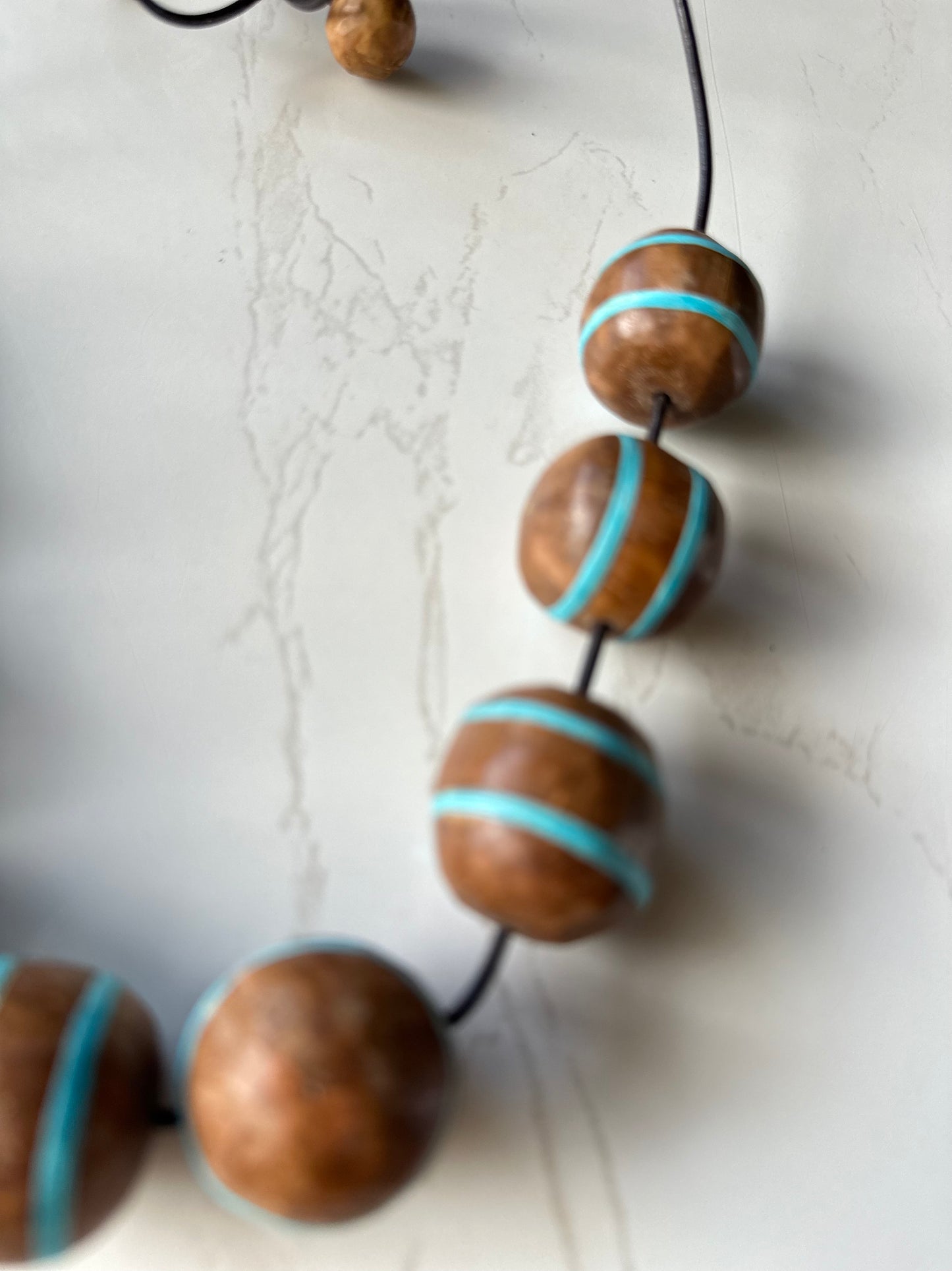 Turquoise Dream - Piaçava & Leather Necklace