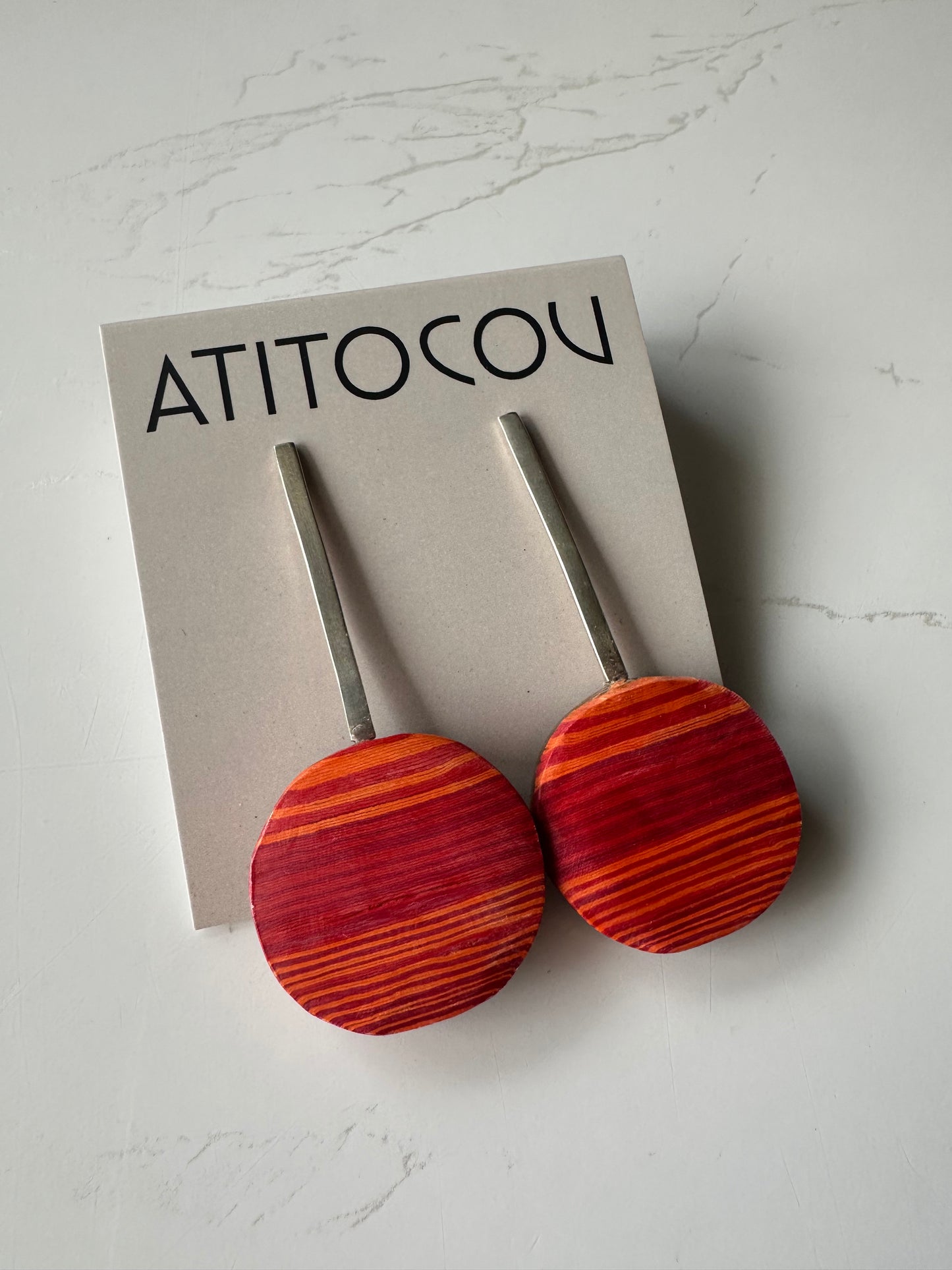 Atitocou Handmade Earrings - Round Geometric Design