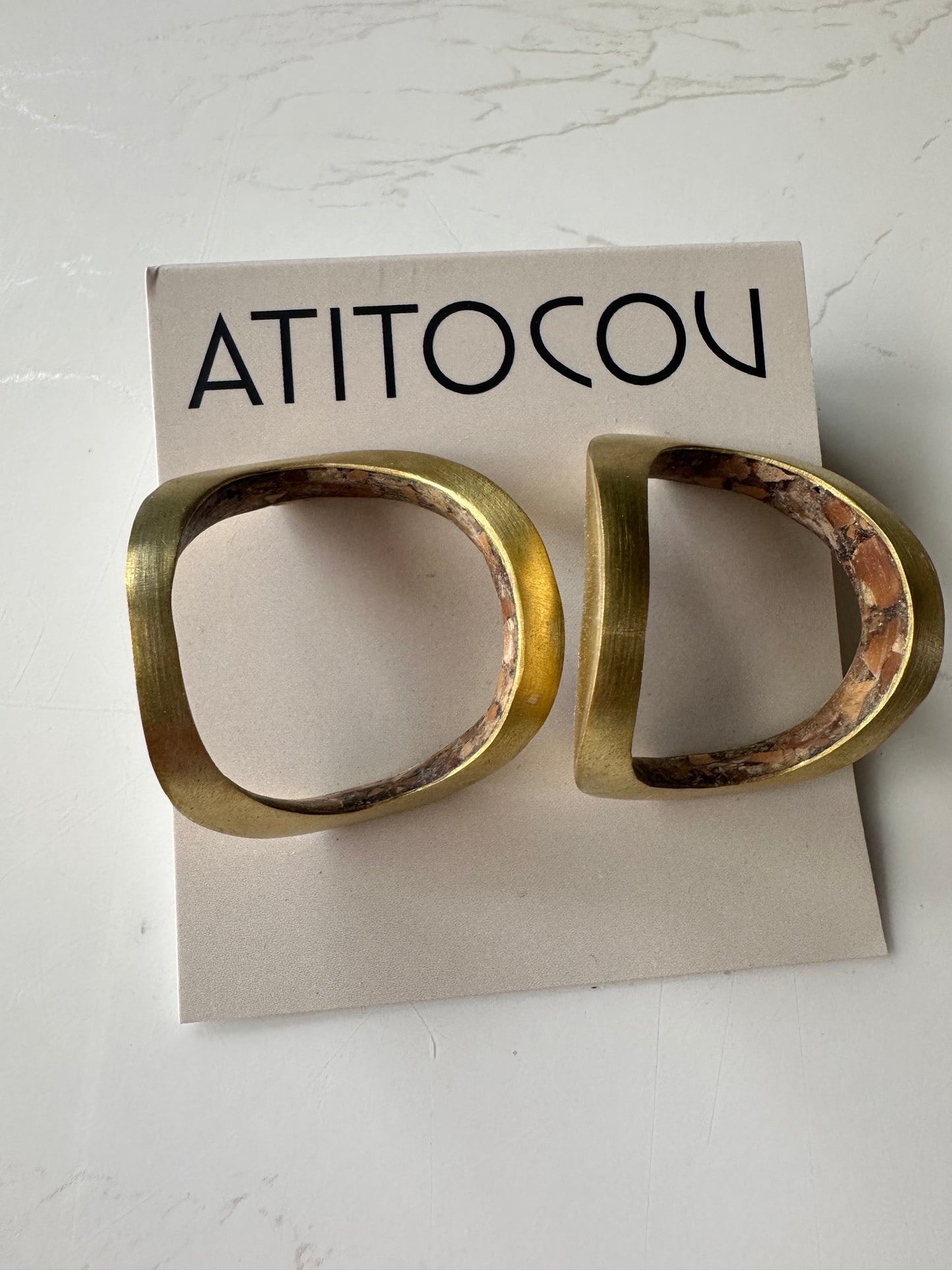 Sculptural Curved Earrings: Silver, Brass, and Piaçava