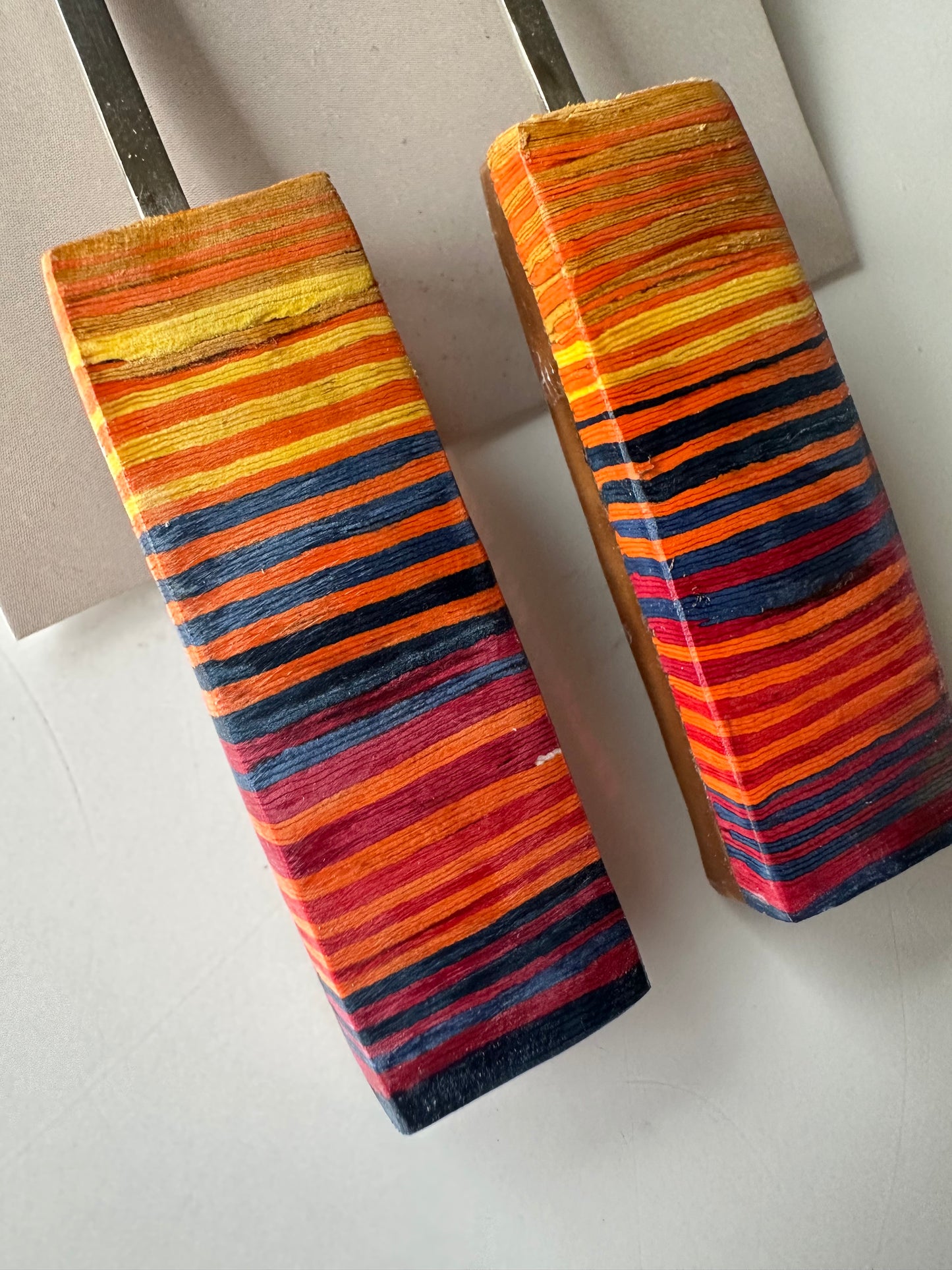 Geometric Statement Earrings: Coconut, Paper & Silver