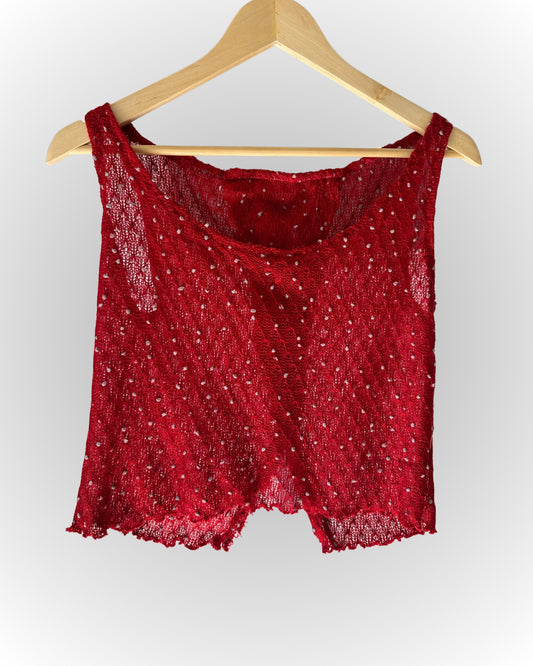 Reversible Red Knit Top - Front/Back Versatility