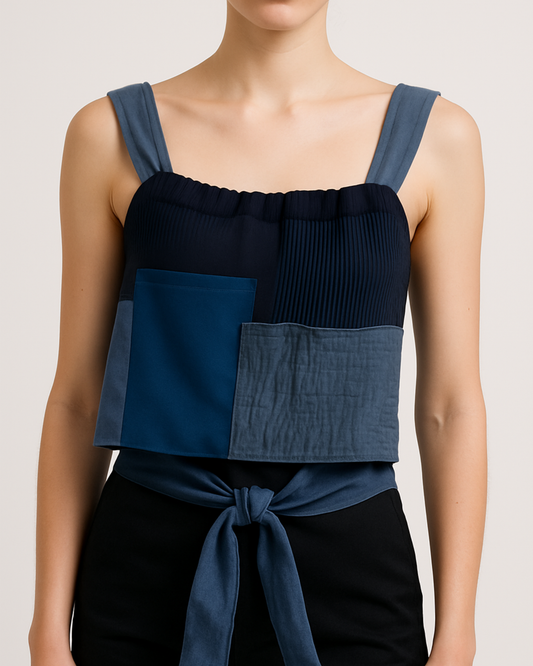 Blue Puzzle Cropped Top