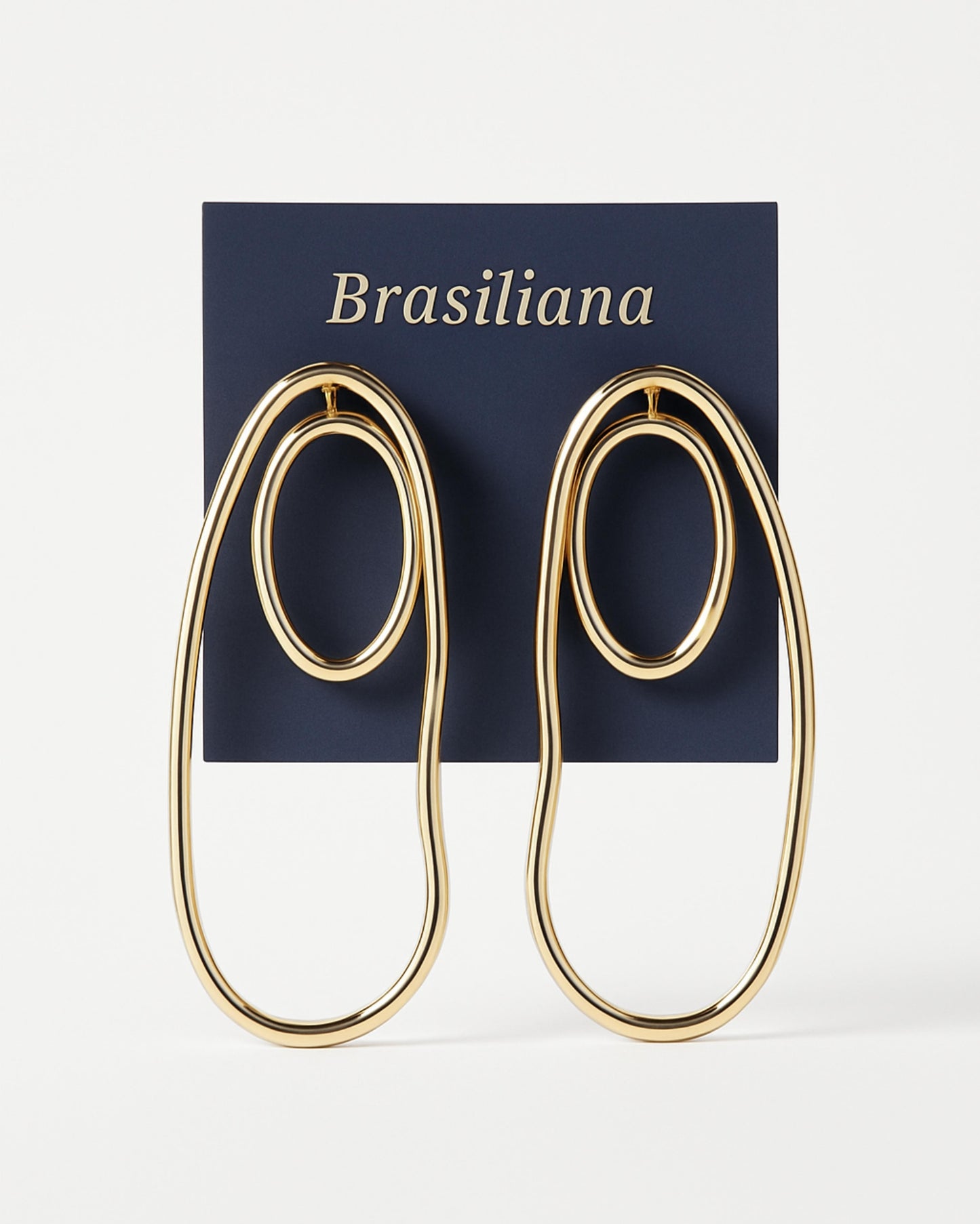 Modernist Gold Toned Line Earrings