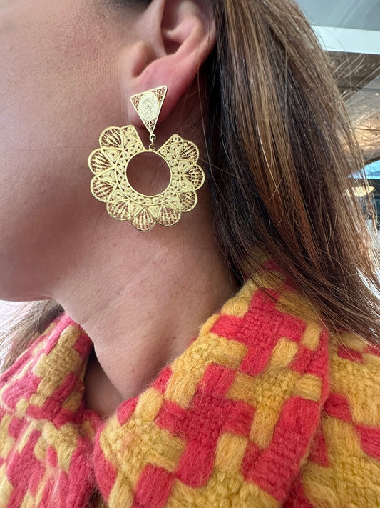 ABANICO - Gold, Filigree Earring