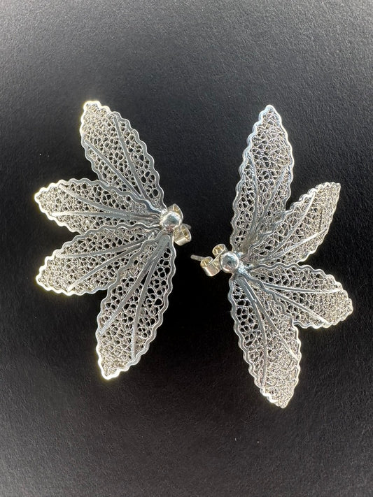 Fours Petals - 975 Silver - Filigree Earrings