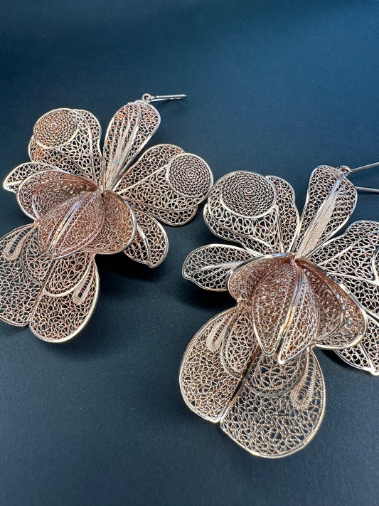 Orchid 975 Silver - Rose Gold Plated - Filigree earrings