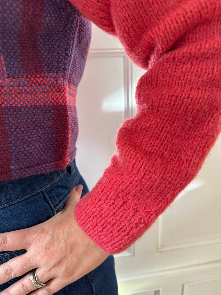 FRENESÍ- Baby Alpaca Jacket Made in a Loom with Knitted Sleeves