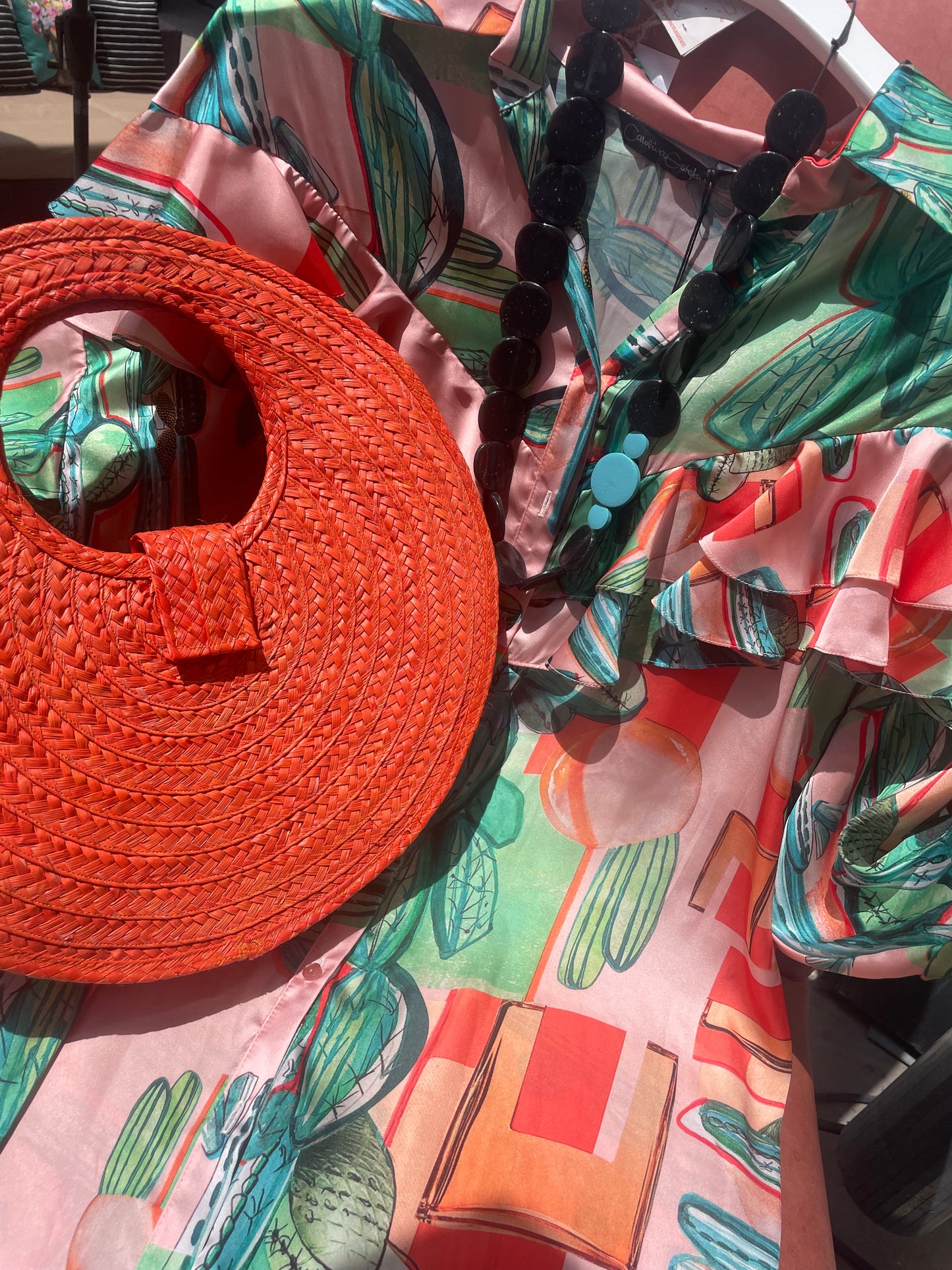 ROUND TOQUILLA STRAW BAG, Media Naranja