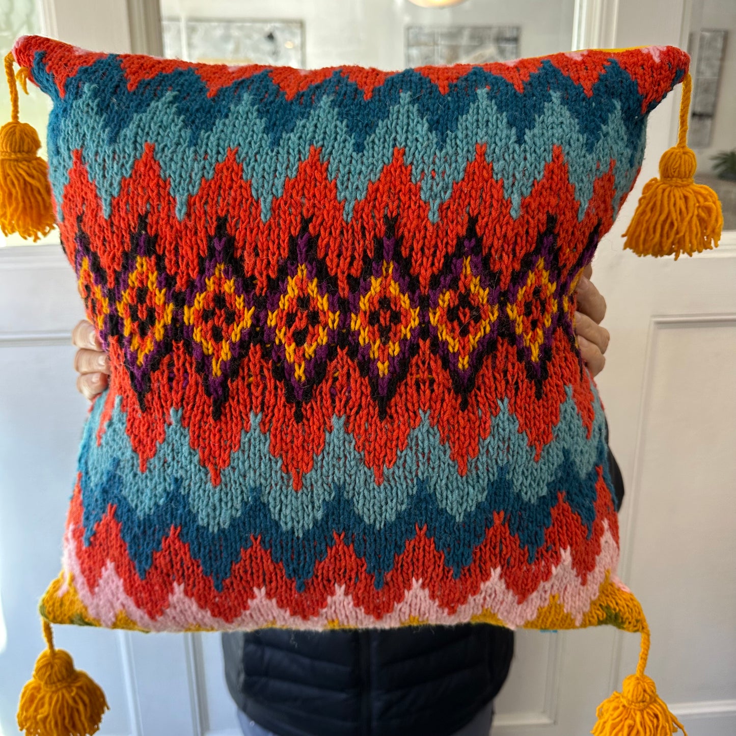 HANDMADE KNITTED VIBRANT ALPACA WOOL PILLOWS