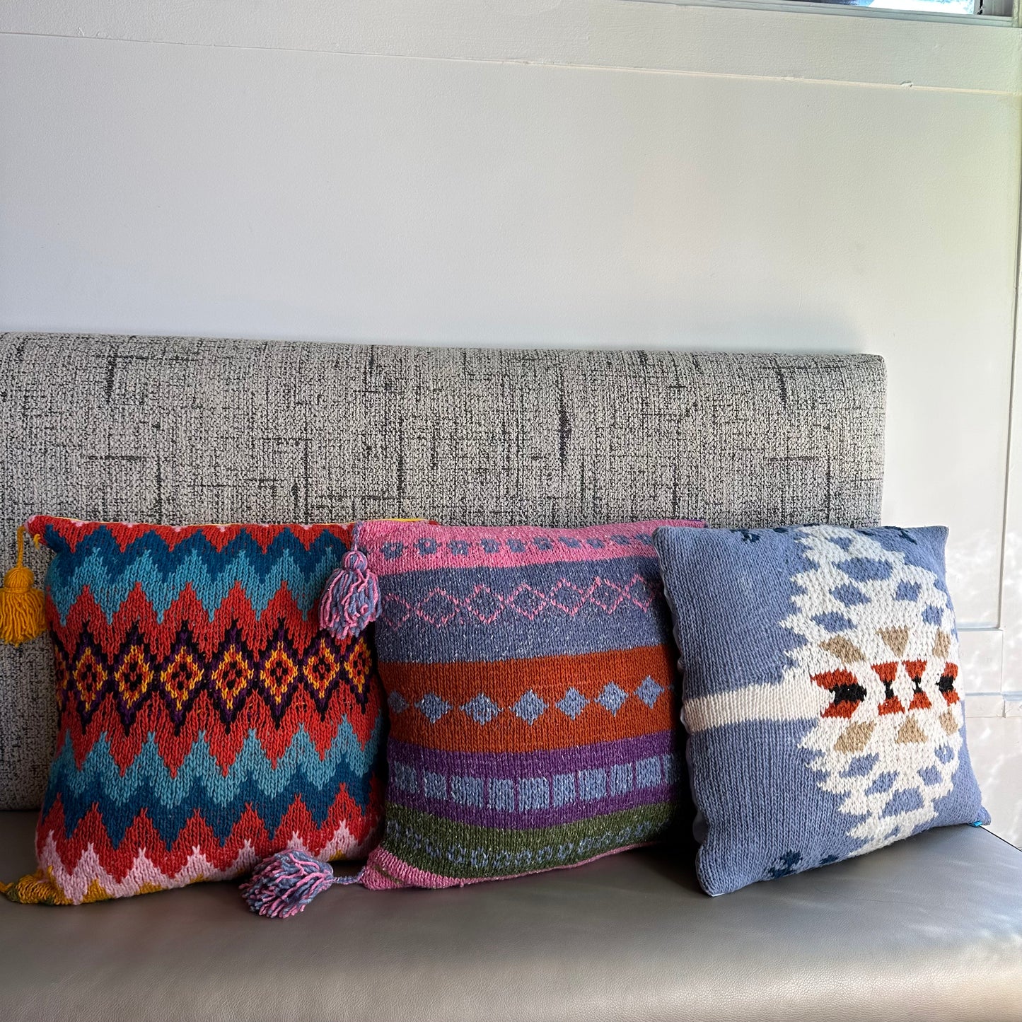 HANDMADE KNITTED VIBRANT ALPACA WOOL PILLOWS