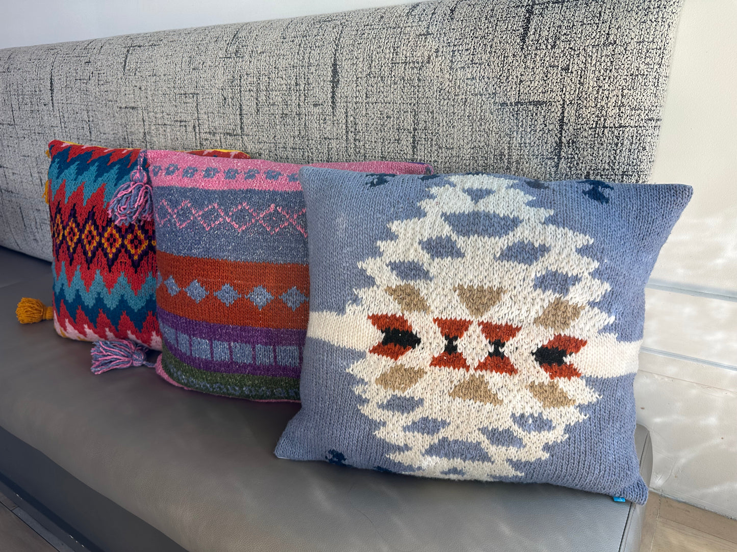 HANDMADE KNITTED VIBRANT ALPACA WOOL PILLOWS