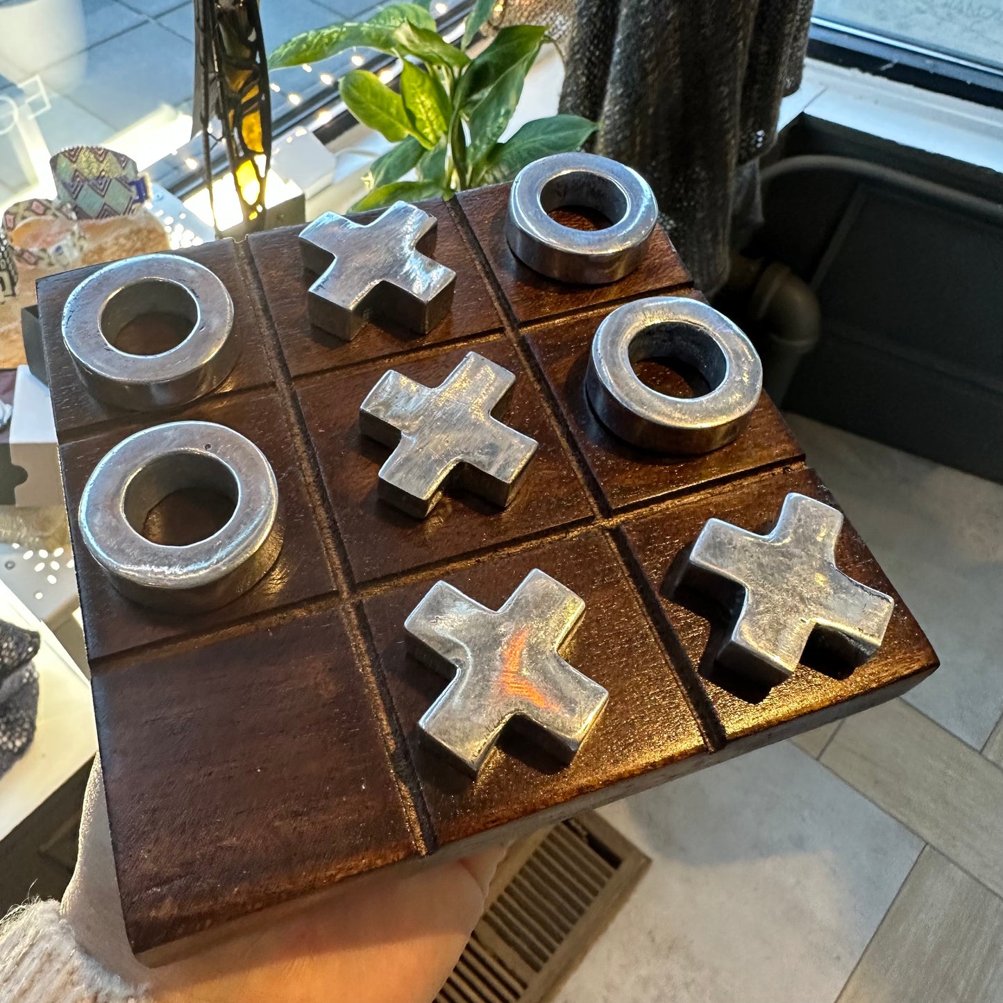 TIK TAK TOE WOOD & METAL BOARD GAME, Tres en Raya