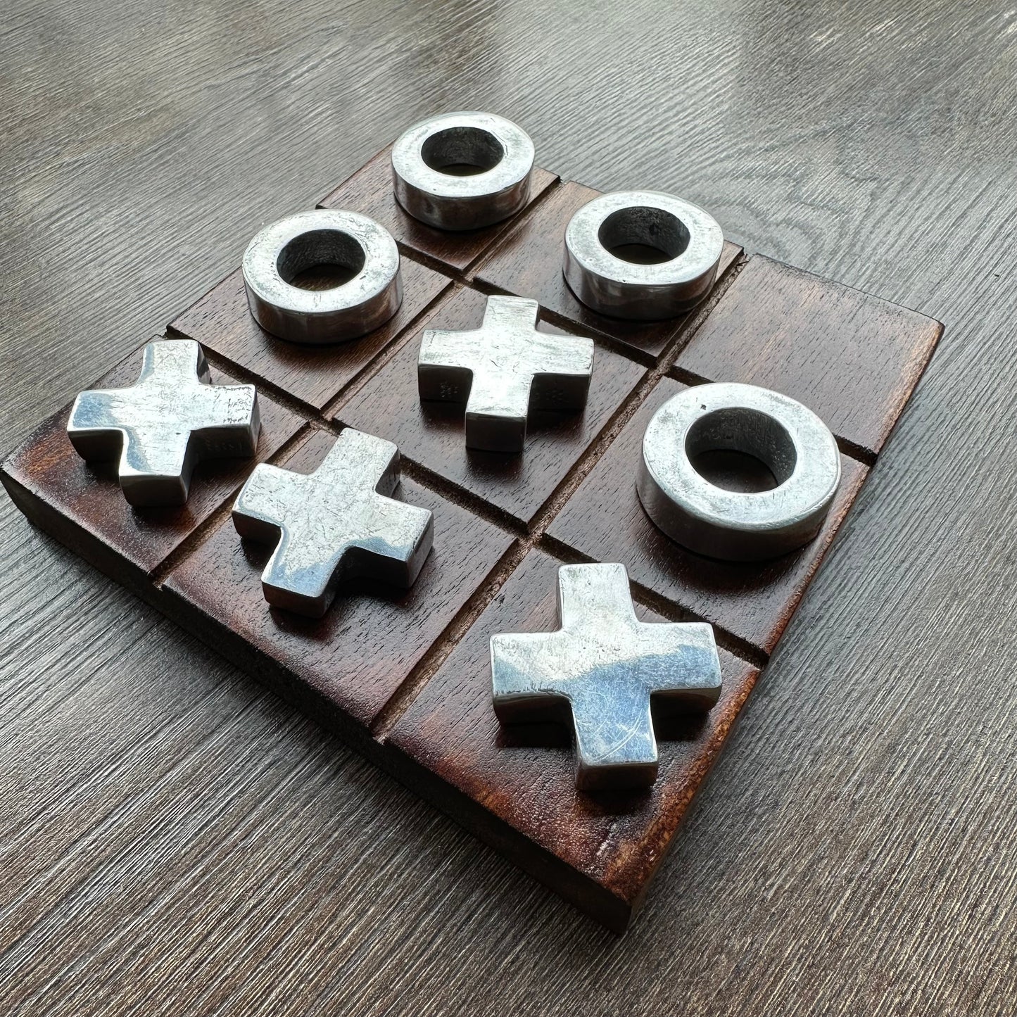 TIK TAK TOE WOOD & METAL BOARD GAME, Tres en Raya