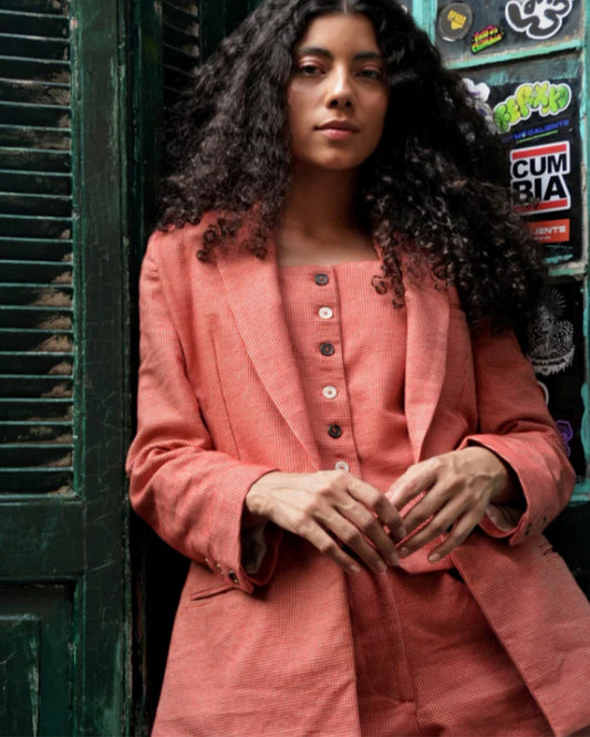 Quelé Encarnado Blazer - 100% Cotton