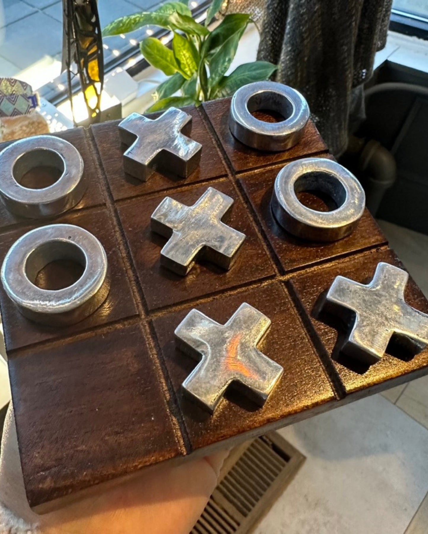 TIK TAK TOE WOOD & METAL BOARD GAME, Tres en Raya