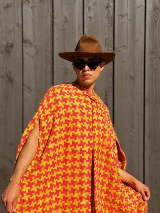 Pink and Yellow Baby Alpaca Poncho
