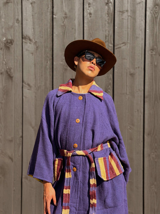 Purple Baby Alpaca Kimono Made in a Loom